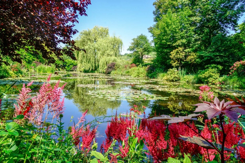 Vườn của Monet ở Giverny, Aure, Pháp: Khu vườn của danh họa được chia làm 2 phần. Trong đó, một phần là vườn kiểu Nhật với hồ hoa súng, một phần tập trung vào các trảng hoa, cây ăn quả và hồng leo. Ảnh: Normandytourism.