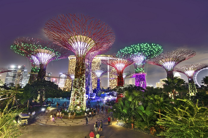 Garden by the Bay, Singapore: là khu vườn nằm rất gần trung tâm thành phố và khách sạn Marina Bay chưa đầy 5 phút đi bộ. Đây là một trong những địa điểm du lịch hấp dẫn ở Singapore. Khi đến với khu vườn du khách sẽ được chiêm ngưỡng hơn 250 nghìn loài thực vật, trong đó có cả những loài quý hiếm được nuôi dưỡng trong nhà kính có mái vòm khổng lồ.