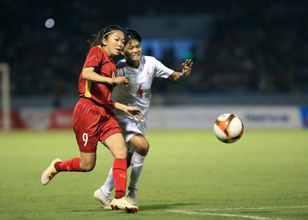 ĐT nữ Việt Nam đã có chiến thắng ấn tượng trước kình địch Myanmar - Ảnh: VFF