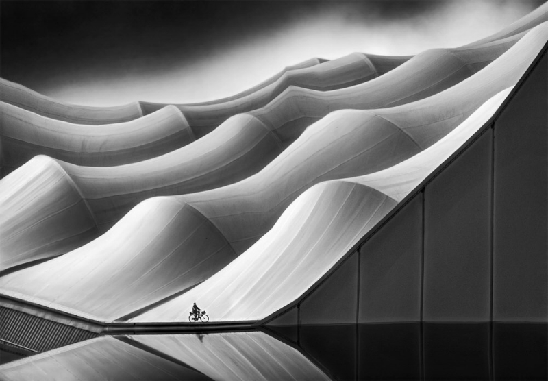 Nhiếp ảnh gia Marcel Van Balken giành giải vàng ở hạng mục “Kiến trúc – Các tòa nhà” với bức ảnh chụp phần mái sân vận động Stade Velodrome ở Marseille, Pháp.