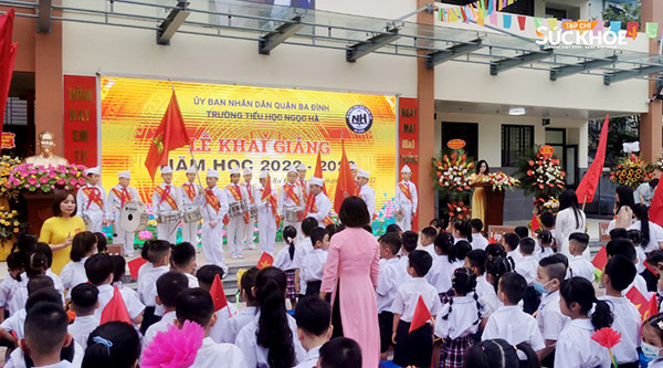 Lễ khai giảng ở Trường tiểu học Ngọc Hà, Hà Nội - Ảnh: Sức Khỏe+ 