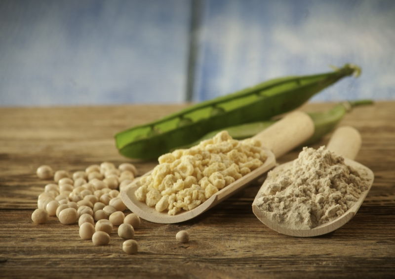 Bột protein cũng có thể được chiết xuất từ thực vật như đậu nành, đậu Hà Lan
