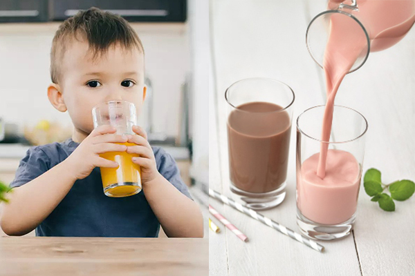 Trẻ nên uống sữa được bổ sung hương vị và nước ép trái cây ở mức vừa phải