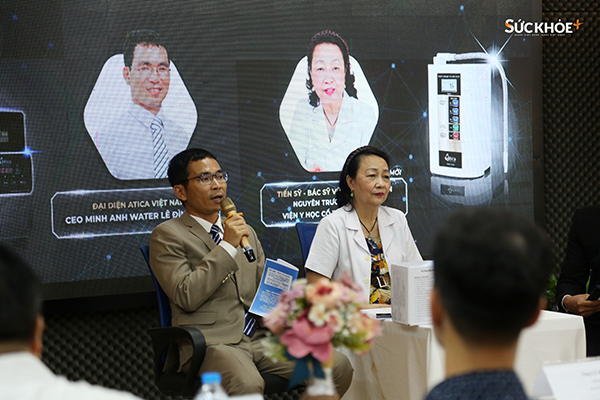 Ông Lê Đình Vĩnh - CEO Atica Việt Nam chia sẻ các lợi ích của máy tạo ion kiềm giàu Hydro