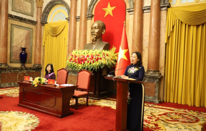 Quyền Chủ tịch nước Võ Thị Ánh Xuân phát biểu tại buổi gặp mặt - Ảnh: Bộ Y tế