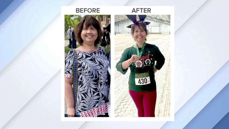 Hình ảnh của bà Monica Poole trước và sau khi thực hiện chế độ giảm cân khoa học - Ảnh: NBC Today