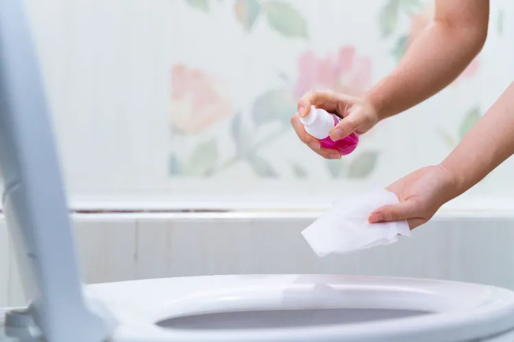 Chuẩn bị khăn giấy và giấy lót bồn cầu để đảm bảo vệ sinh khi dùng WC công cộng