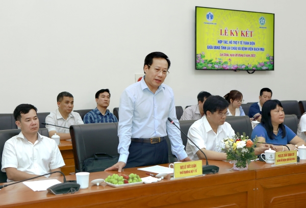 Thứ trưởng Bộ Y tế Lê Đức Luận phát biểu tại lễ ký kết - Ảnh: Thành Dương.