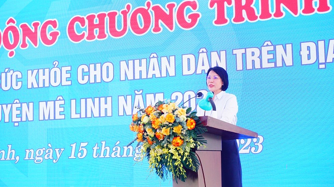 Giám đốc Sở Y tế Hà Nội Trần Thị Nhị Hà phát biểu tại buổi Lễ phát động