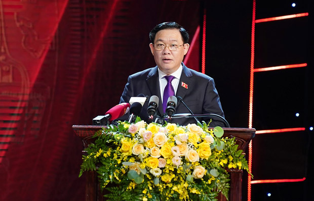Chủ tịch Quốc hội Vương Đình Huệ phát biểu tại buổi lễ - Ảnh: ĐBND
