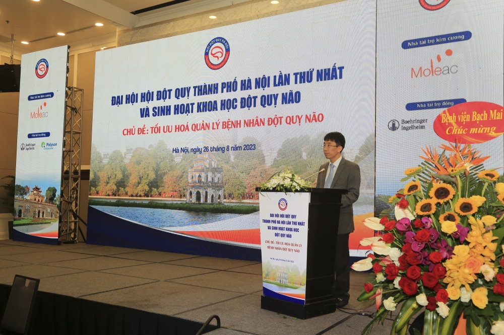 PGS.TS Mai Duy Tôn phát biểu sau khi được bầu làm Chủ tịch Hội Đột quỵ Thành phố Hà Nội