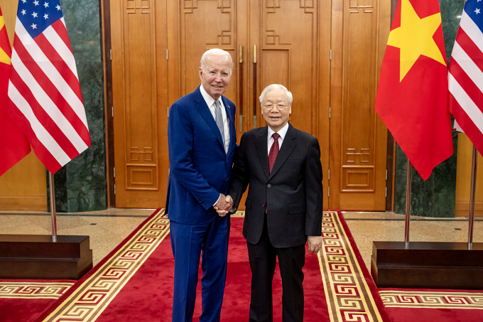 Tổng Bí thư Nguyễn Phú Trọng và Tổng thống Joe Biden tại Hà Nội ngày 10/9 - Ảnh: Nhà Trắng