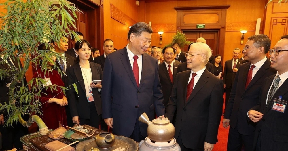 Tổng Bí thư Nguyễn Phú Trọng mở tiệc trà với 4 loại trà ngon nhất Việt Nam mời Tổng Bí thư Trung Quốc Tập Cận Bình (Ảnh TTXVN)