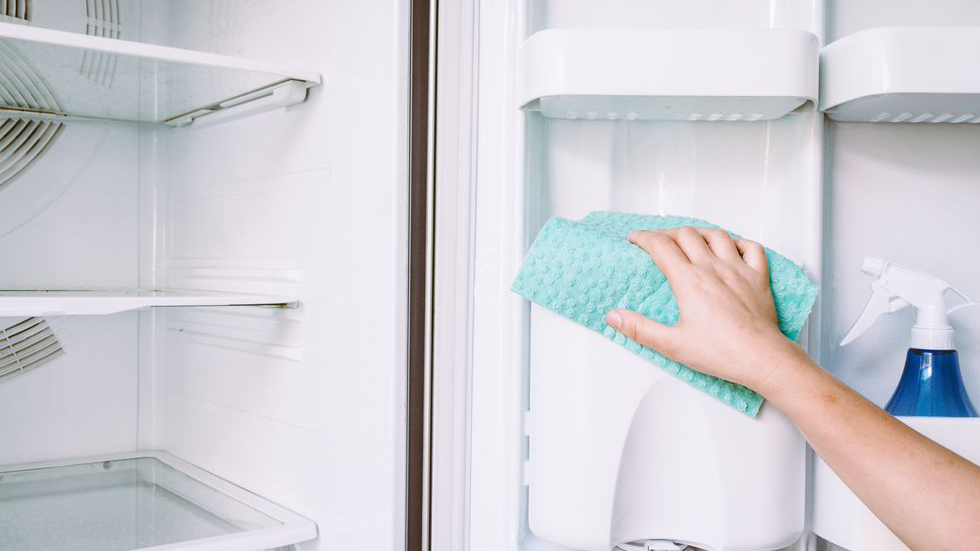 Lau dọn tủ lạnh sạch sẽ giúp giảm nguy cơ thực phẩm hư hỏng, bốc mùi khi bạn rời nhà vào dịp Tết