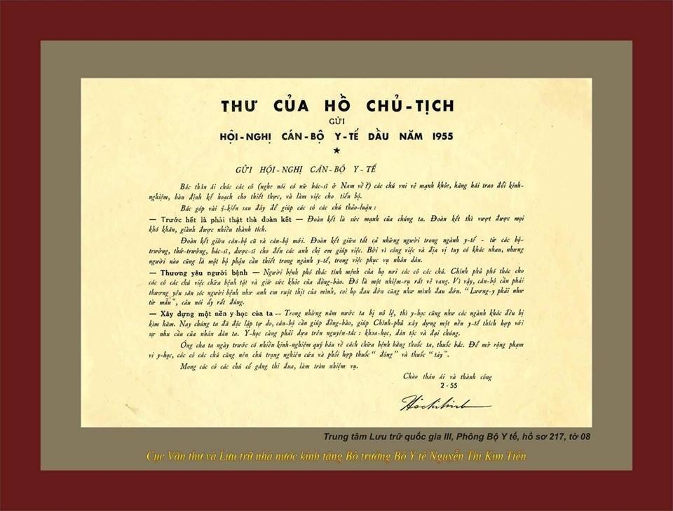 Lá thư Chủ tịch Hồ Chí Minh gửi cho ngành Y tế năm 1955