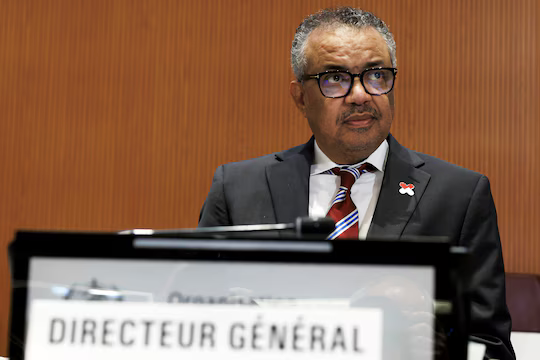 Tổng giám đốc WHO Tedros Adhanom Ghebreyesus phát biểu tại Khai mạc Kỳ họp Đại Hội đồng Y tế Thế giới (WHA) lần thứ 77 tại Geneva, Thụy Sĩ ngày 27/5 - Ảnh: AP