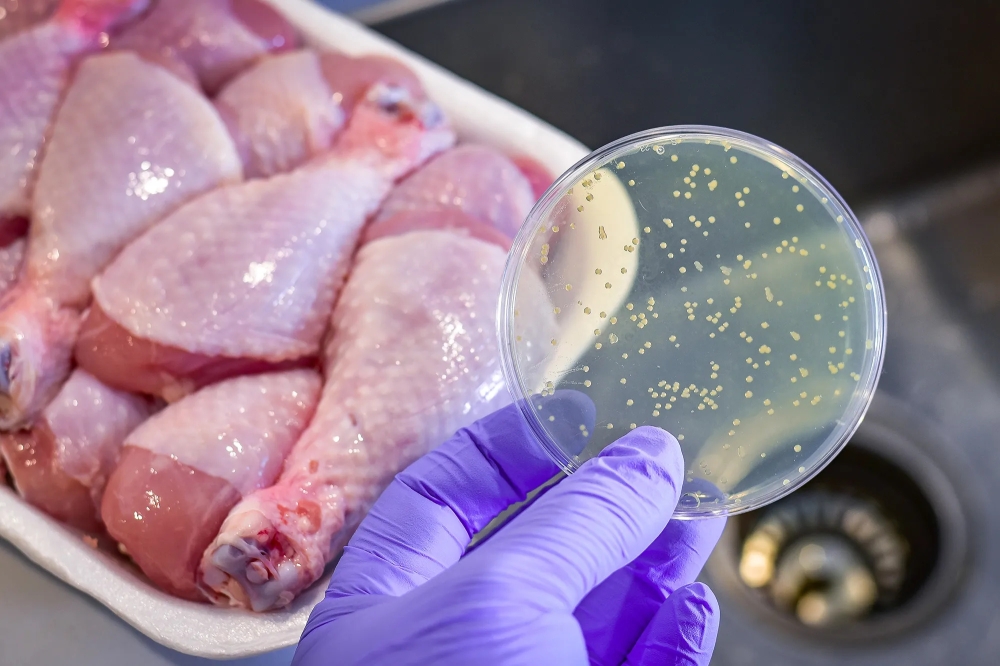 Thịt gà là nguồn chính gây ra nhiễm khuẩn Salmonella, có thể gây ngộ độc khi không nấu chín kỹ hoặc lây nhiễm chéo sang thực phẩm khác