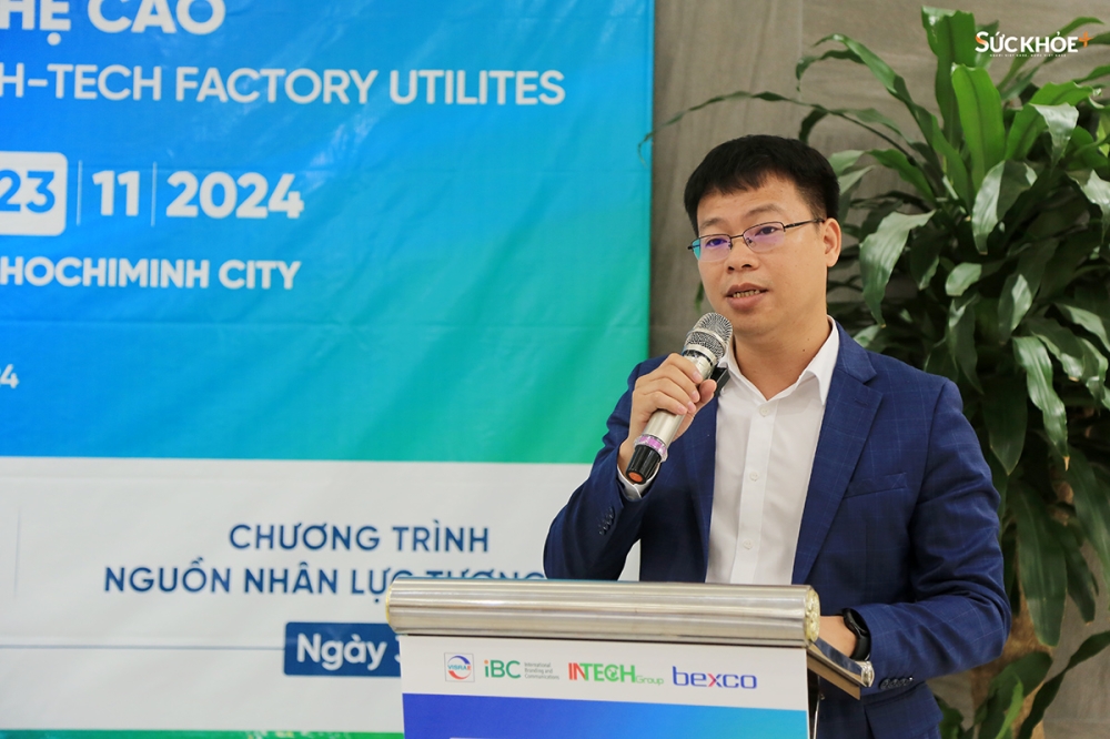 Ông Cao Đại Thắng, Chủ Tịch HĐQT Intech Group chia sẻ tại buổi họp báo Triển lãm quốc tế CleanFact & RHVAC Vietnam 2024