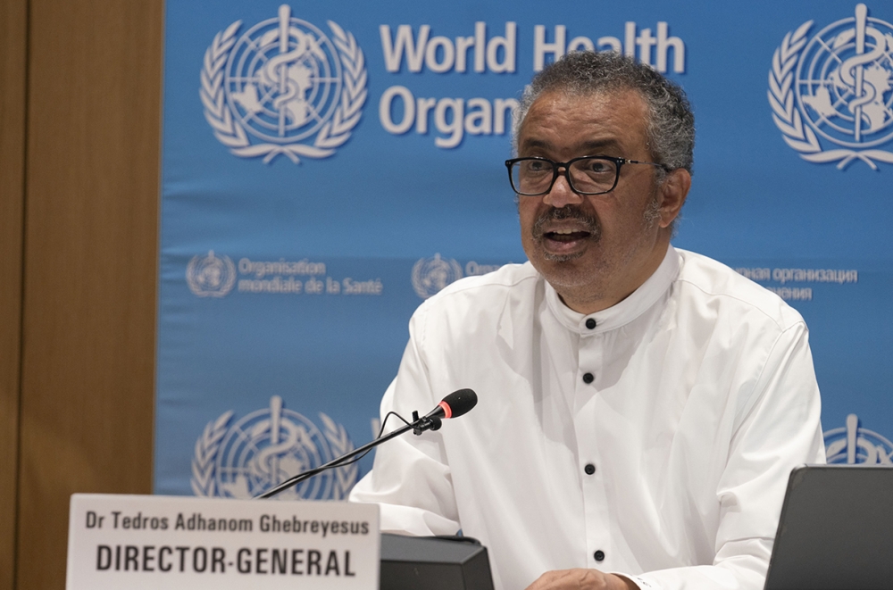 Tổng giám đốc WHO Tedros Adhanom Ghebreyesus phát biểu tại buổi họp báo ở Geneva, Thụy Sĩ - Ảnh: WHO