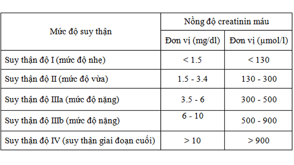 Chỉ số creatinin máu phản ánh mức độ suy thận