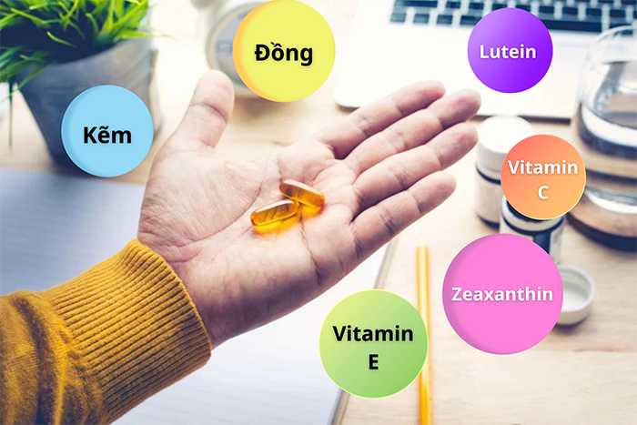 Các vitamin và khoáng chất vitamin C, vitamin E, lutein và zeaxanthin, kẽm và đồng giúp làm chậm tiến triển thoái hóa điểm vàng