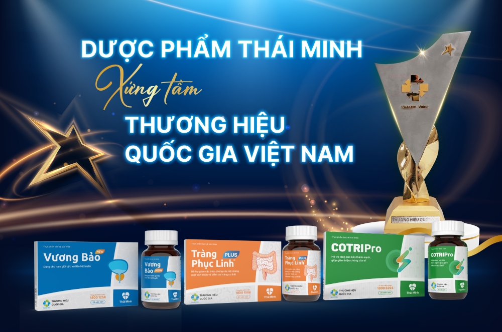 Ba Sản phẩm Vương Bảo, Tràng Phục Linh Plus, CotriPro của Dược phẩm Thái Minh đạt danh hiệu Thương hiệu Quốc gia