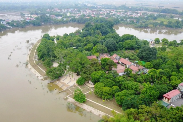 Từ trên cao nhìn xuống, chùa Bà Đanh ẩn mình trong những tán lá mướt xanh - Ảnh: Báo Dân trí.