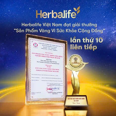 Herbalife Việt Nam vinh dự lần thứ 10 liên tiếp nhận giải “Sản Phẩm Vàng vì Sức khòe cộng đồng”