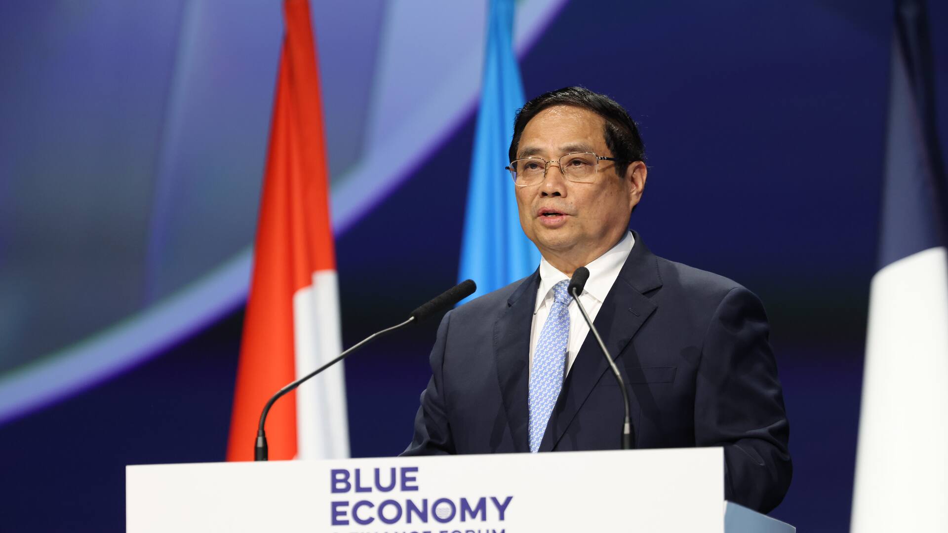 Thủ tướng Phạm Minh Chính tham dự Diễn đàn Kinh tế và Tài chính Xanh - Ảnh: Blue Economy and Finance Forum