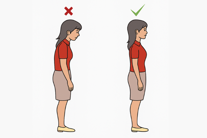 Tư thế xấu cũng có thể hạn chế hơi thở khiến việc đi bộ kém hiệu quả hơn.