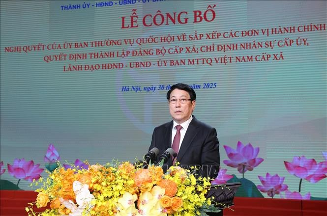 Chủ tịch nước Lương Cường phát biểu tại buổi lễ - Ảnh: TTXVN