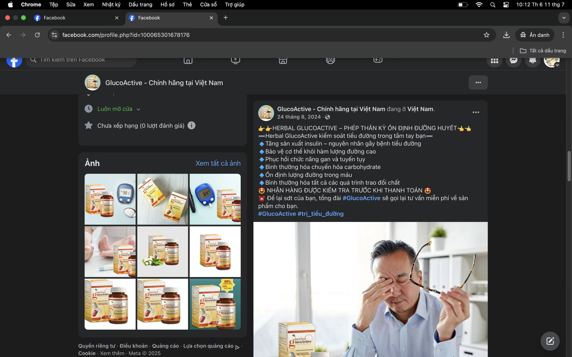 Bài viết được đăng tải trên Facebook quảng cáo sản phẩm - Ảnh chụp màn hình.