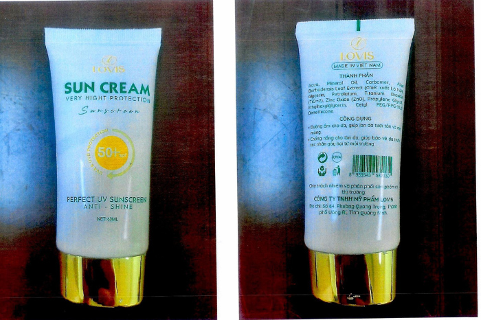 Hình ảnh sản phẩm kem chống nắng Sun Cream bị thu hồi - Ảnh: Cục Quản lý Dược.
