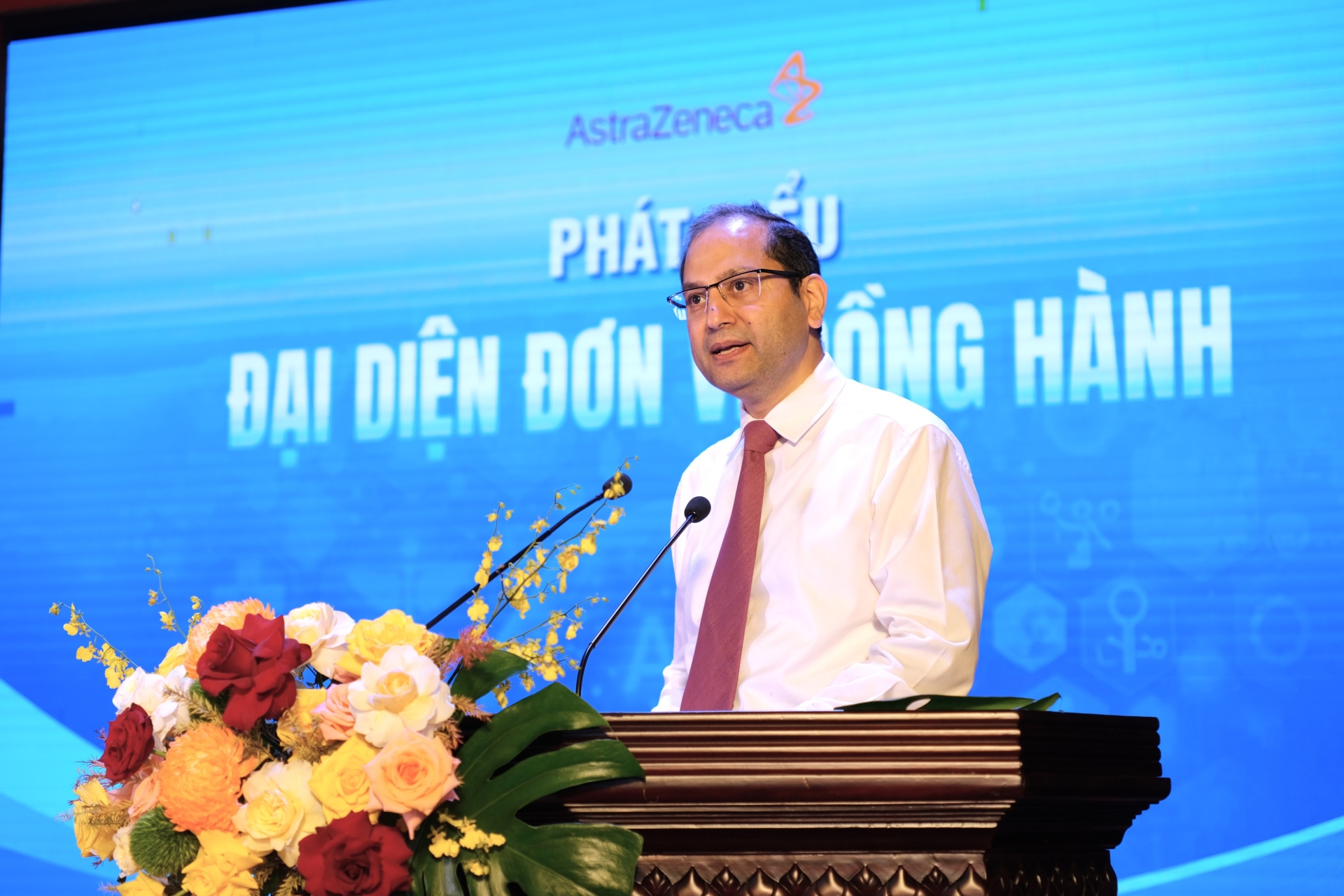 Ông Atul Tandon, Tổng Giám đốc AstraZeneca phát biểu tại buổi lễ