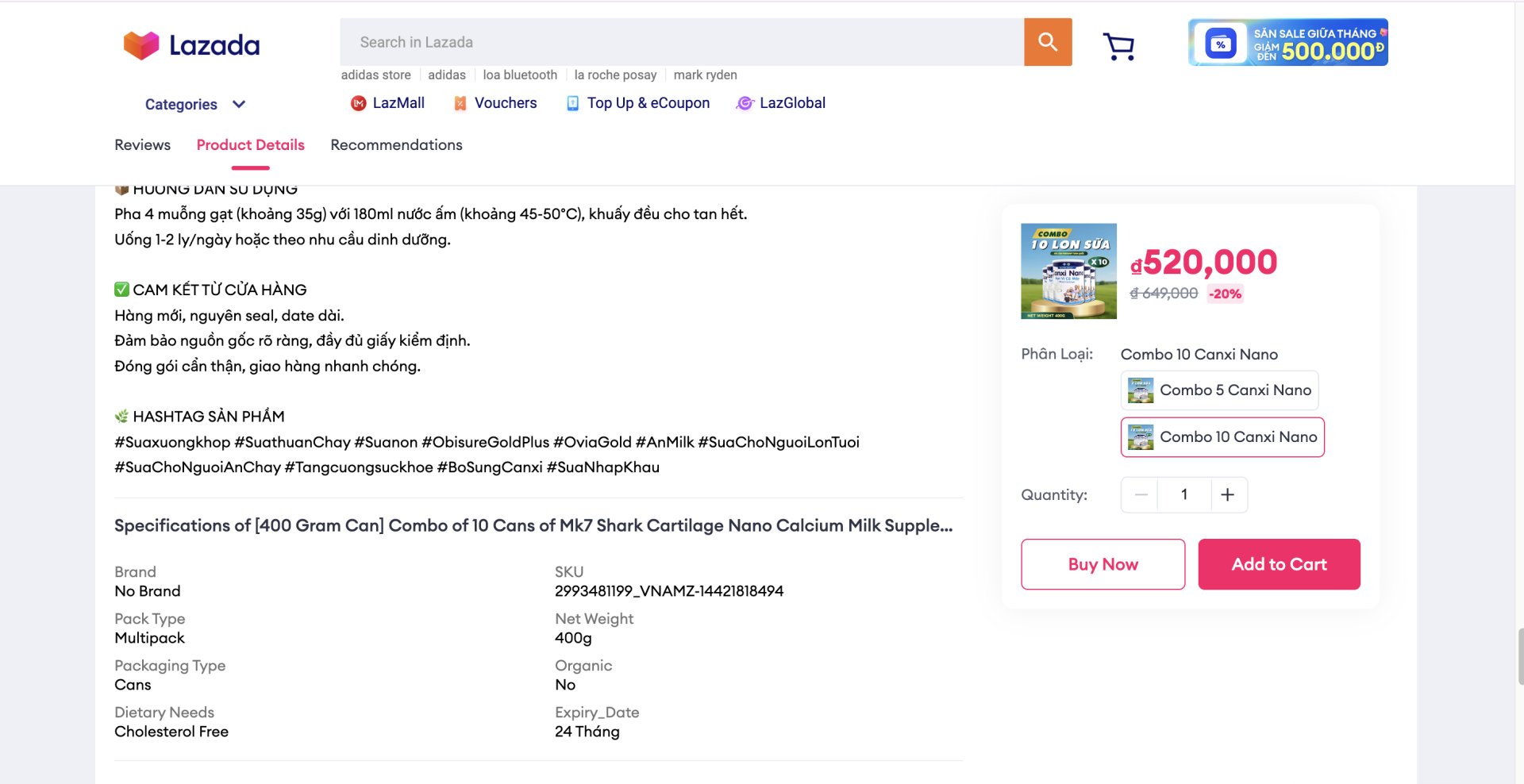 Tình trạng này trên Lazada cũng là tương tự - Ảnh chụp màn hình.