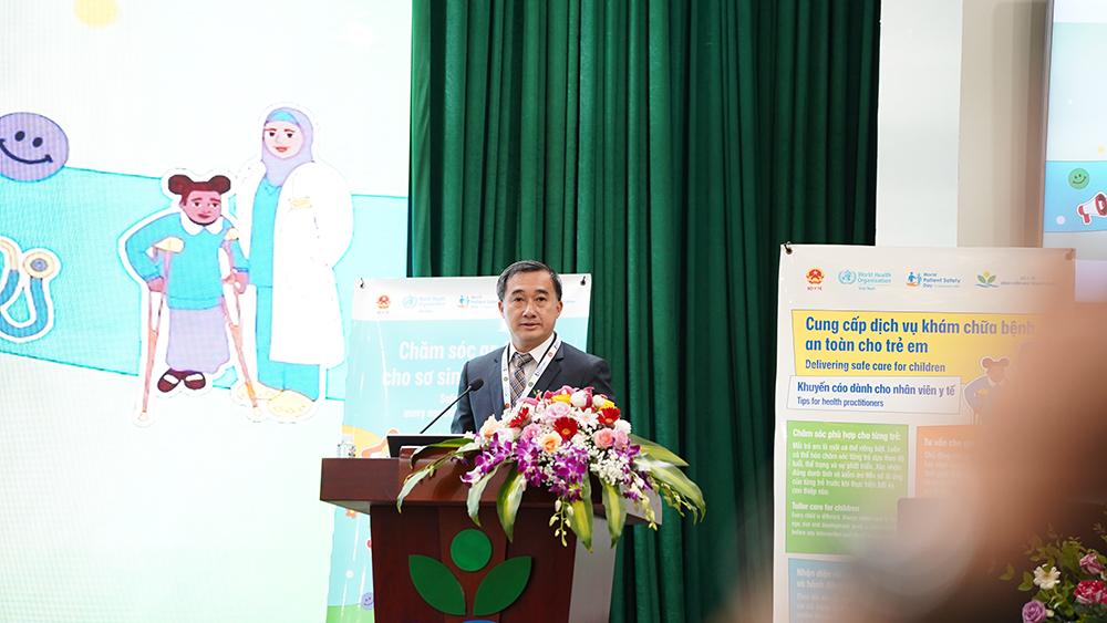 GS.TS Trần Văn Thuấn, Thứ trưởng Bộ Y tế, phát biểu tại Lễ Mít tinh hưởng ứng Ngày An toàn người bệnh thế giới năm 2025