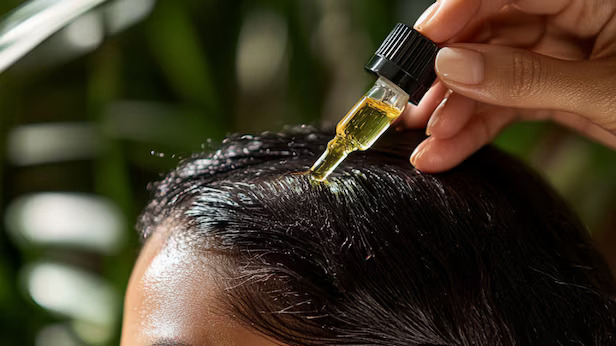 Massage da đầu bằng dầu hạt bí ngô giúp kích thích mọc tóc tự nhiên