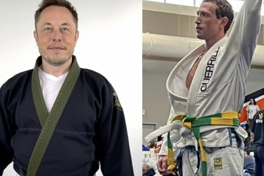 Elon Musk (bên trái) và Mark Zuckerburg (bên phải) chọn rèn luyện sức khỏe với môn Jiu Jitsu