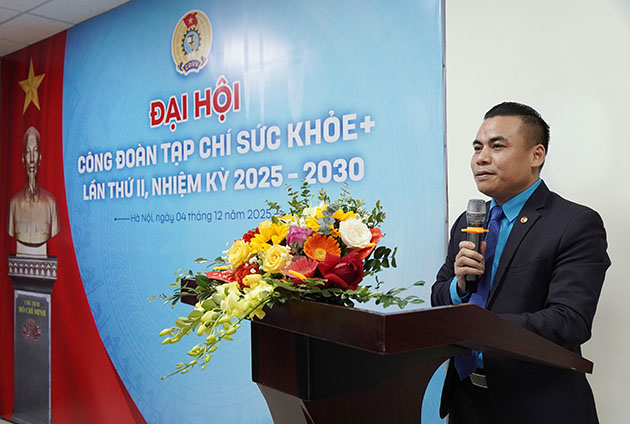 Chủ tịch Công đoàn phường Cầu Giấy phát biểu tại hội nghị - Ảnh: Nguyễn Hiệp/Sức khỏe+