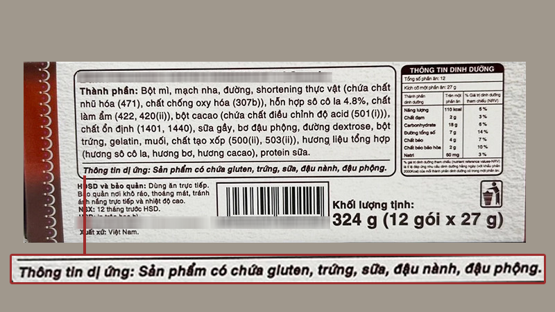 Đọc kỹ nhãn cảnh báo dị ứng là bước quan trọng để bảo vệ sức khỏe