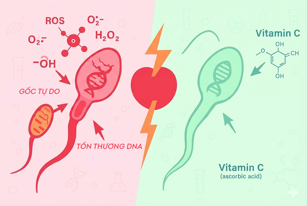 Vitamin C được cho là có vai trò bảo vệ tinh trùng trước stress oxy hóa và hóa chất ô nhiễm môi trường