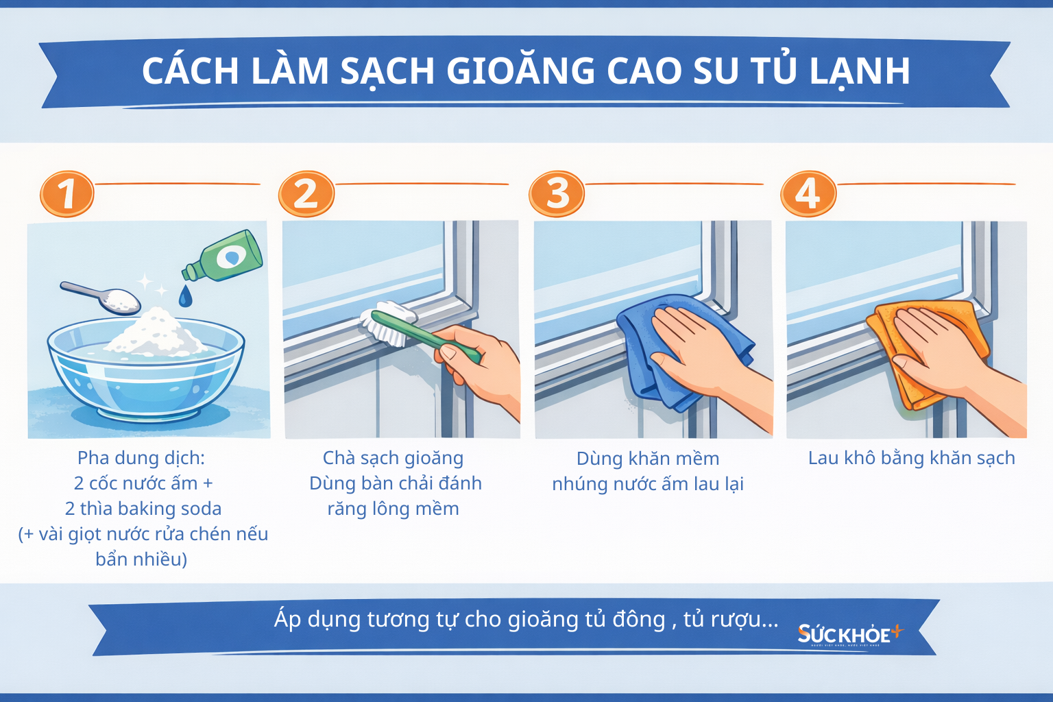 Các bước để làm sạch gioăng cao su tủ lạnh