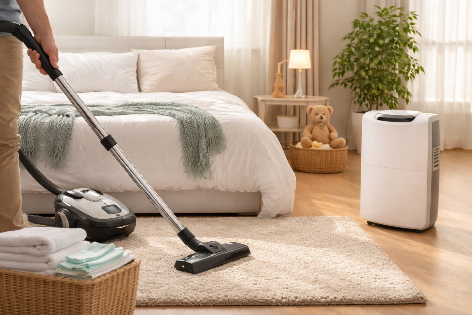 Chú ý vệ sinh nhà cửa thường xuyên để hạn chế mạt bụi