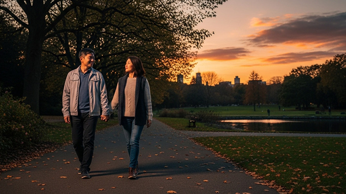 Đi bộ 10-15 phút sau bữa tối có thể giúp hạn chế tăng đường huyết sau ăn