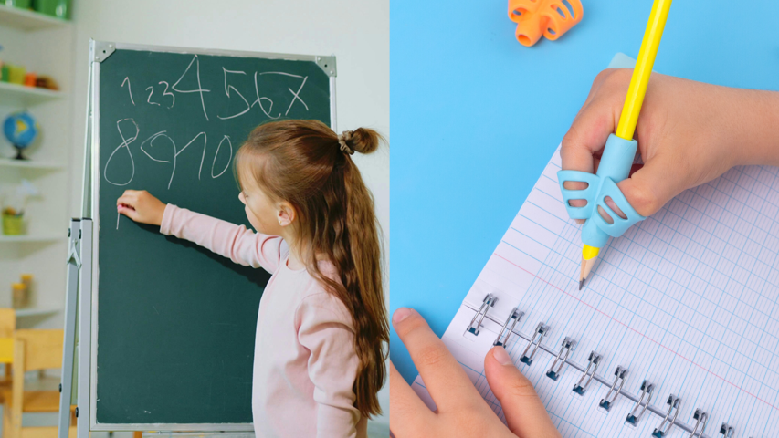 Các bài tập vẽ trên bảng hoặc dụng cụ hỗ trợ giúp trẻ cầm bút chuẩn hơn