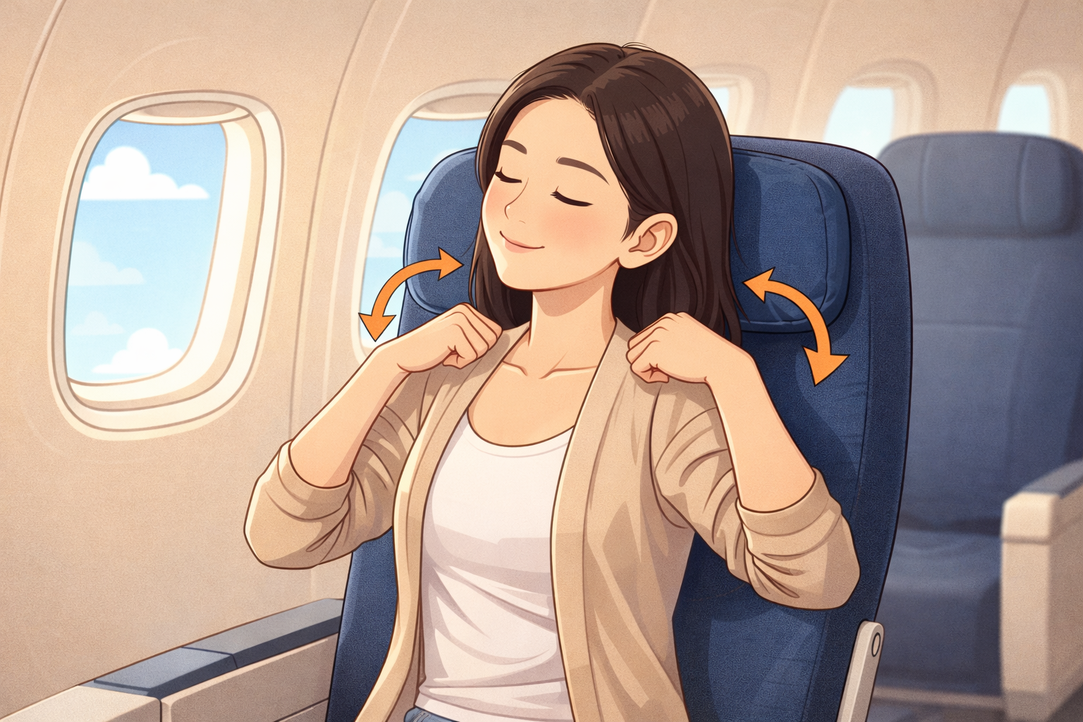 Vận động nhẹ nhàng trên máy bay giúp giảm tê mỏi, hỗ trợ lưu thông máu