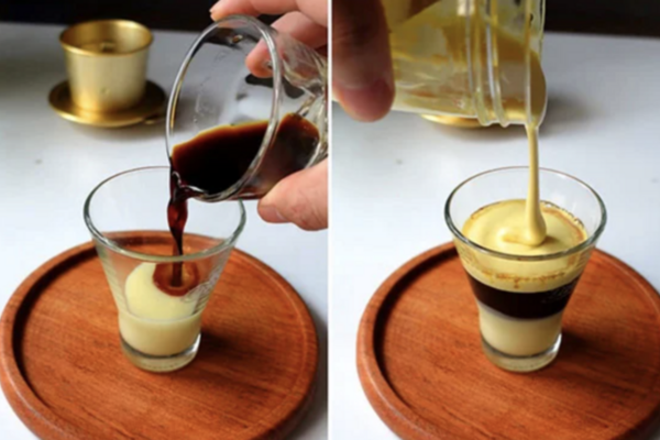 Cà phê trứng được làm bằng cách đánh bông phần lòng đỏ, kết hợp với cà phê nguyên chất cùng sữa đặc