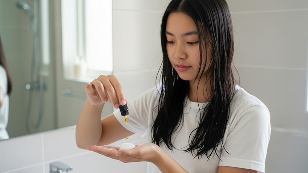 Pha loãng tinh dầu tràm trà với dầu gội để giảm thiểu nguy cơ kích ứng da đầu