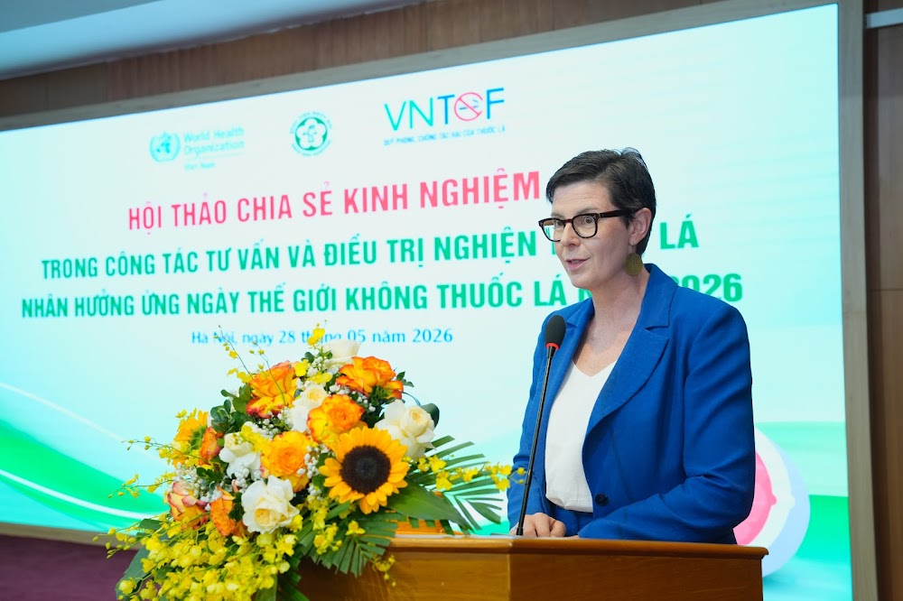 TS Angela Pratt, Trưởng Đại diện Tổ chức Y tế Thế giới (WHO) tại Việt Nam phát biểu - Ảnh: BVCC.