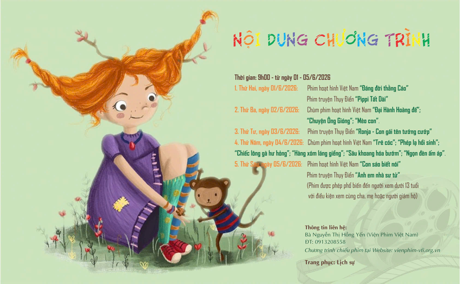 Nội dung chương trình Tuần lễ phim thiếu nhi Việt Nam - Thụy Điển (miễn phí vé vào cửa)